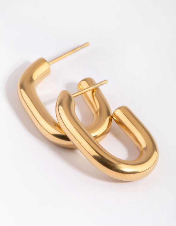 Gold Plated Surgical Steel Oval Hoop Earrings