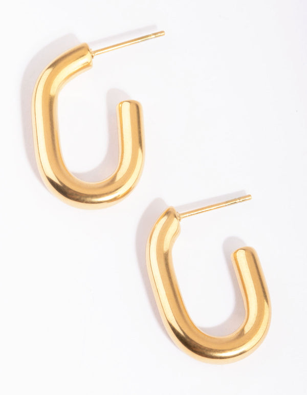 Gold Plated Surgical Steel Oval Hoop Earrings