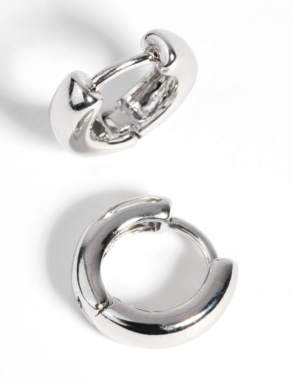 Silver Chunky Huggie Hoop Earrings