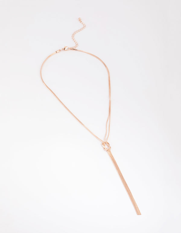 Rose Gold Snake Chain Knot Necklace