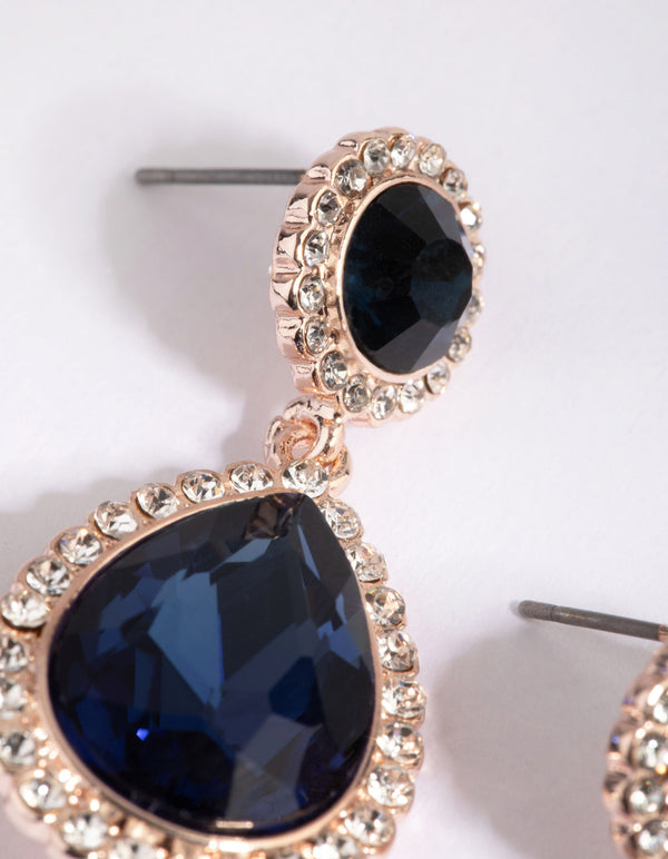 Navy Classic Teardrop Earrings