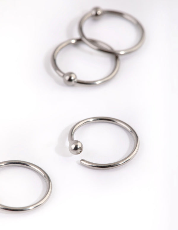 Titanium Plain Nose Ring 4-Pack