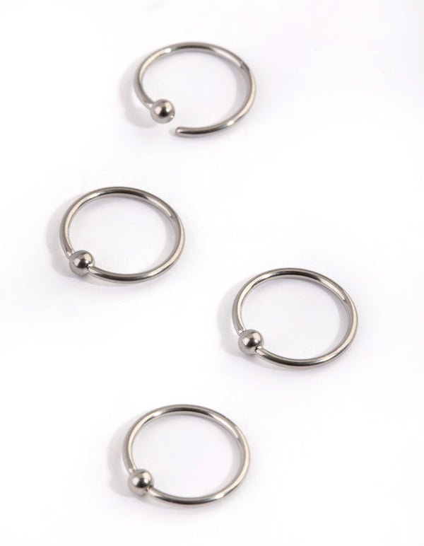 Titanium Plain Nose Ring 4-Pack
