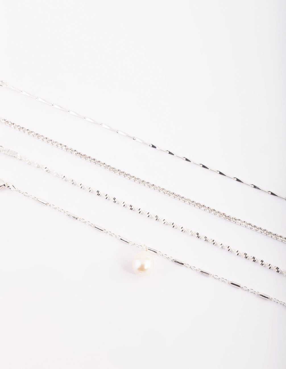 Silver Pearl Bracelet & Anklet Set