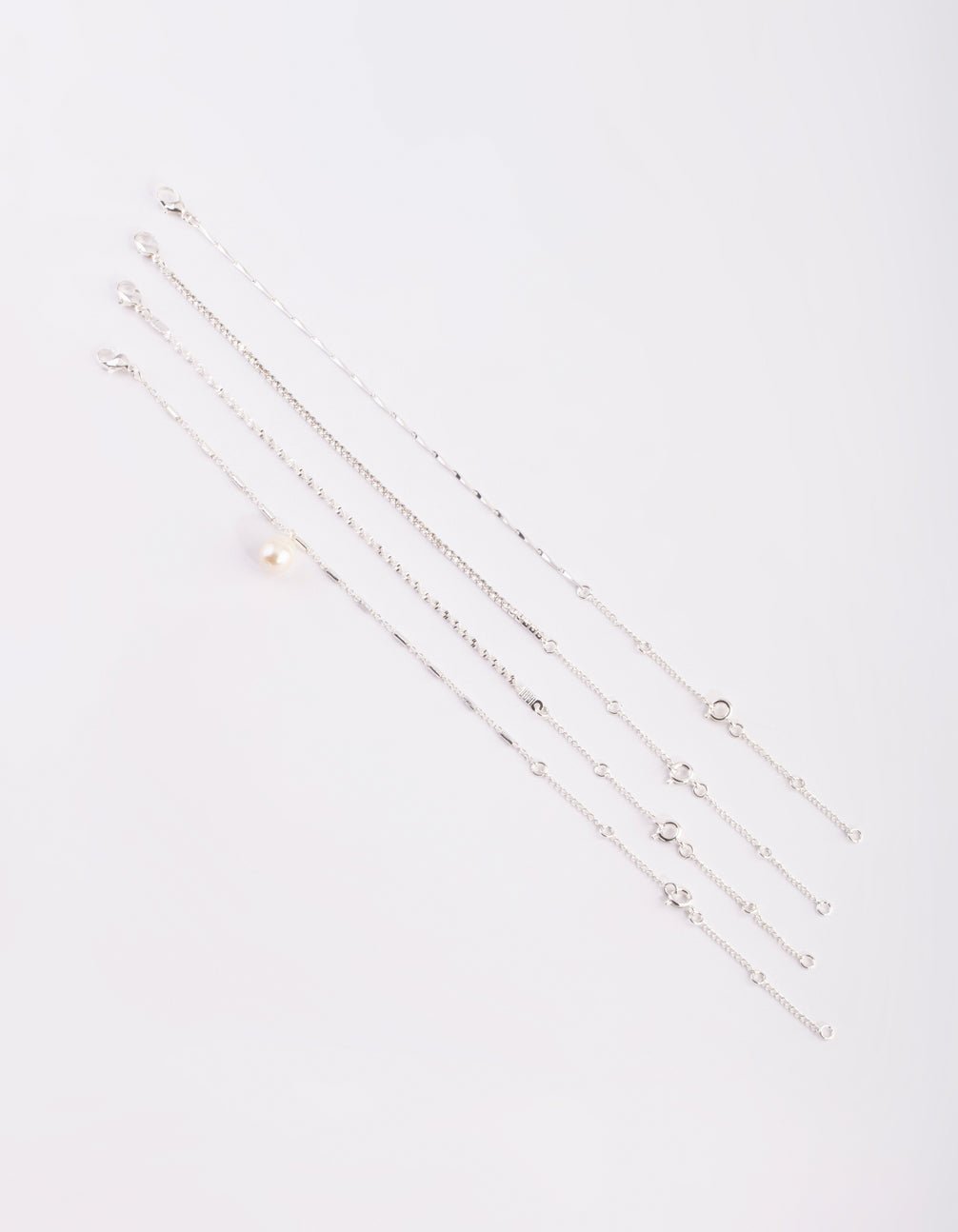 Silver Pearl Bracelet & Anklet Set