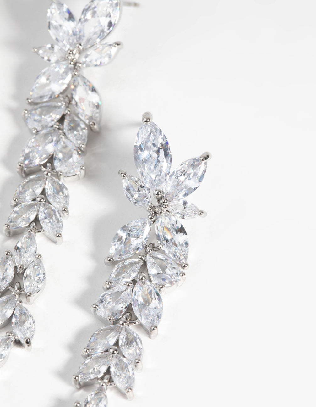 Silver Diamond Simulant Drop Earrings