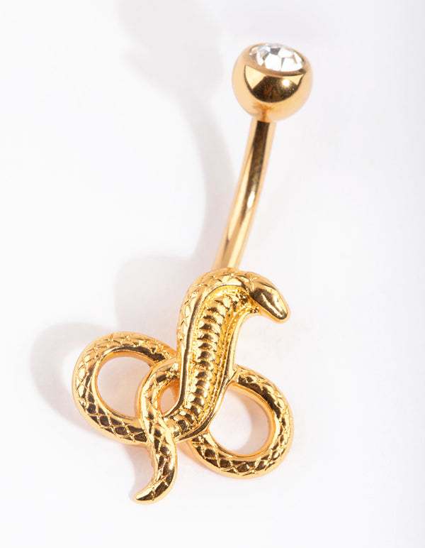 Gold Plated Titanium Snake Belly Bar