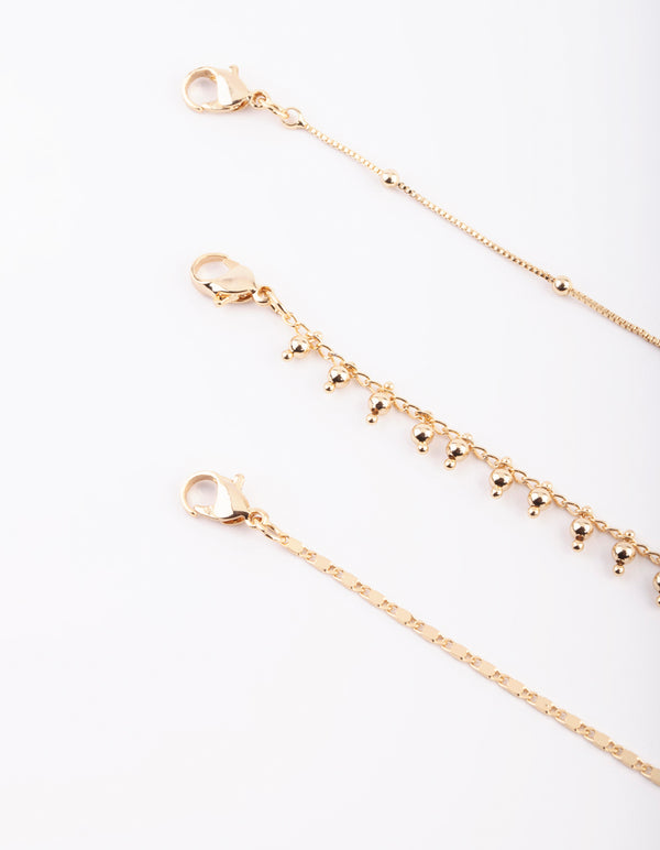 Gold Plated Dainty Anklet Pack