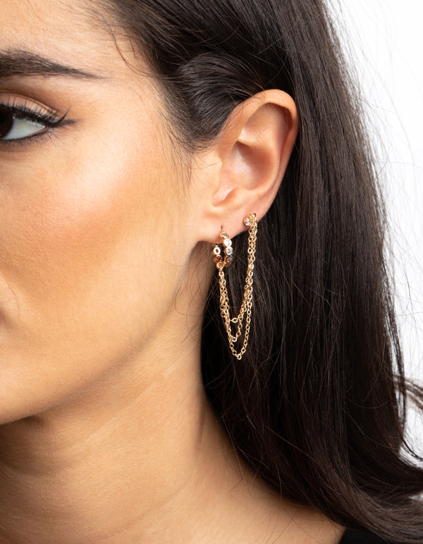 Gold Diamante Drop Earrings