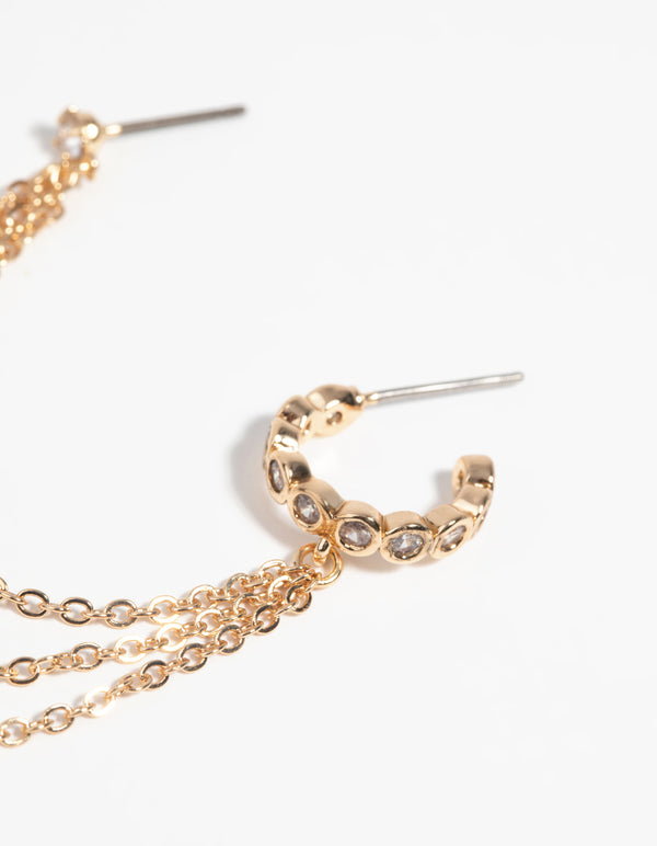 Gold Diamante Drop Earrings