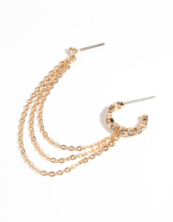 Gold Diamante Drop Earrings