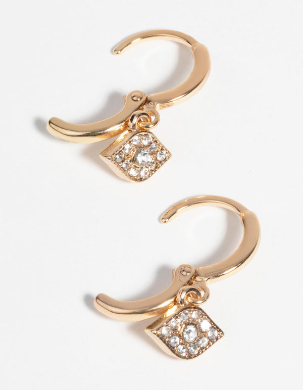 Gold Evil Eye Huggie Hoop Earrings
