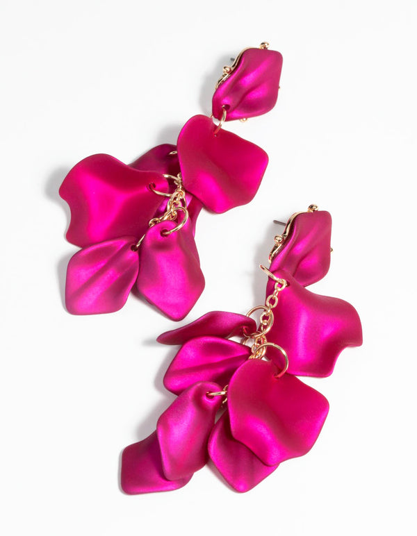 Fuchsia Petal Drop Earrings