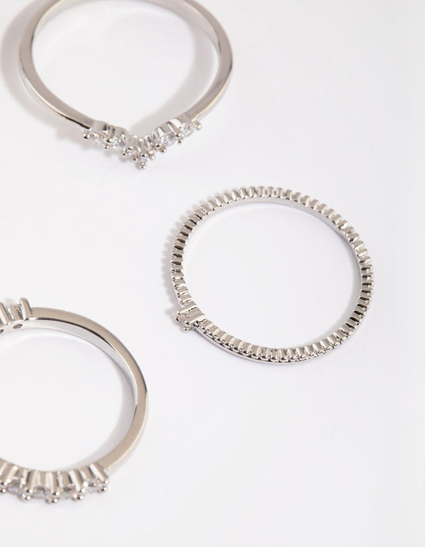 Rhodium Cubic Zirconia Statement Ring 5-Pack