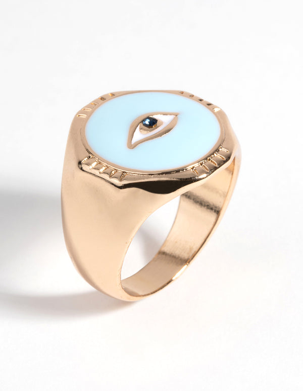 Gold & Blue Evil Eye Ring