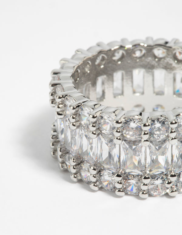 Silver Baguette Cubic Zirconia Ring