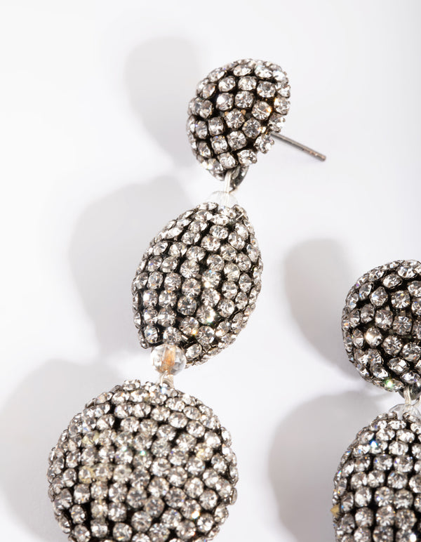 Gunmetal Diamante Drop Earrings