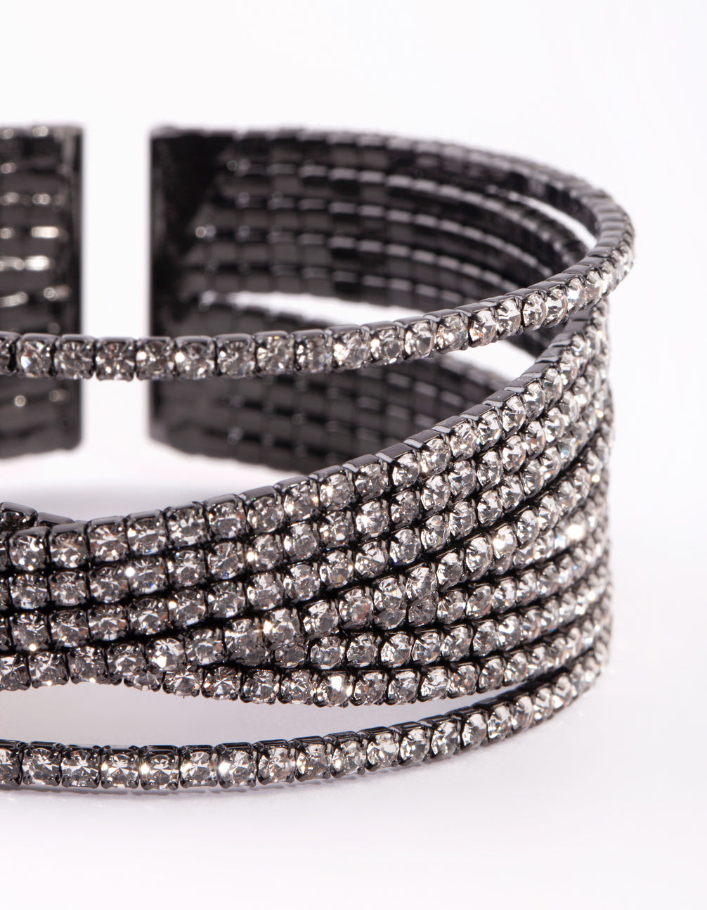 Gunmetal Diamante Cuff Bangle