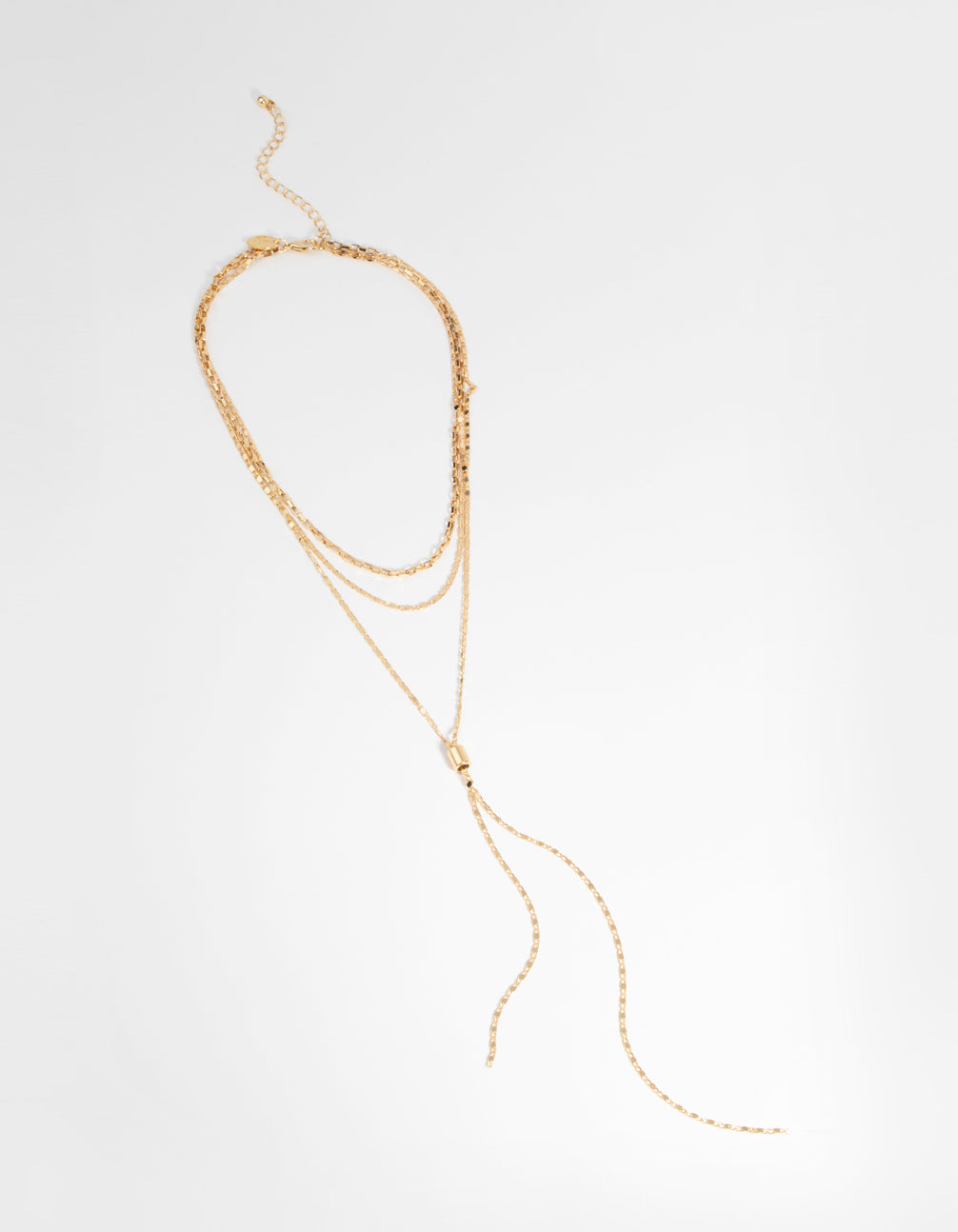 Gold Plated Layered Lariat Necklace