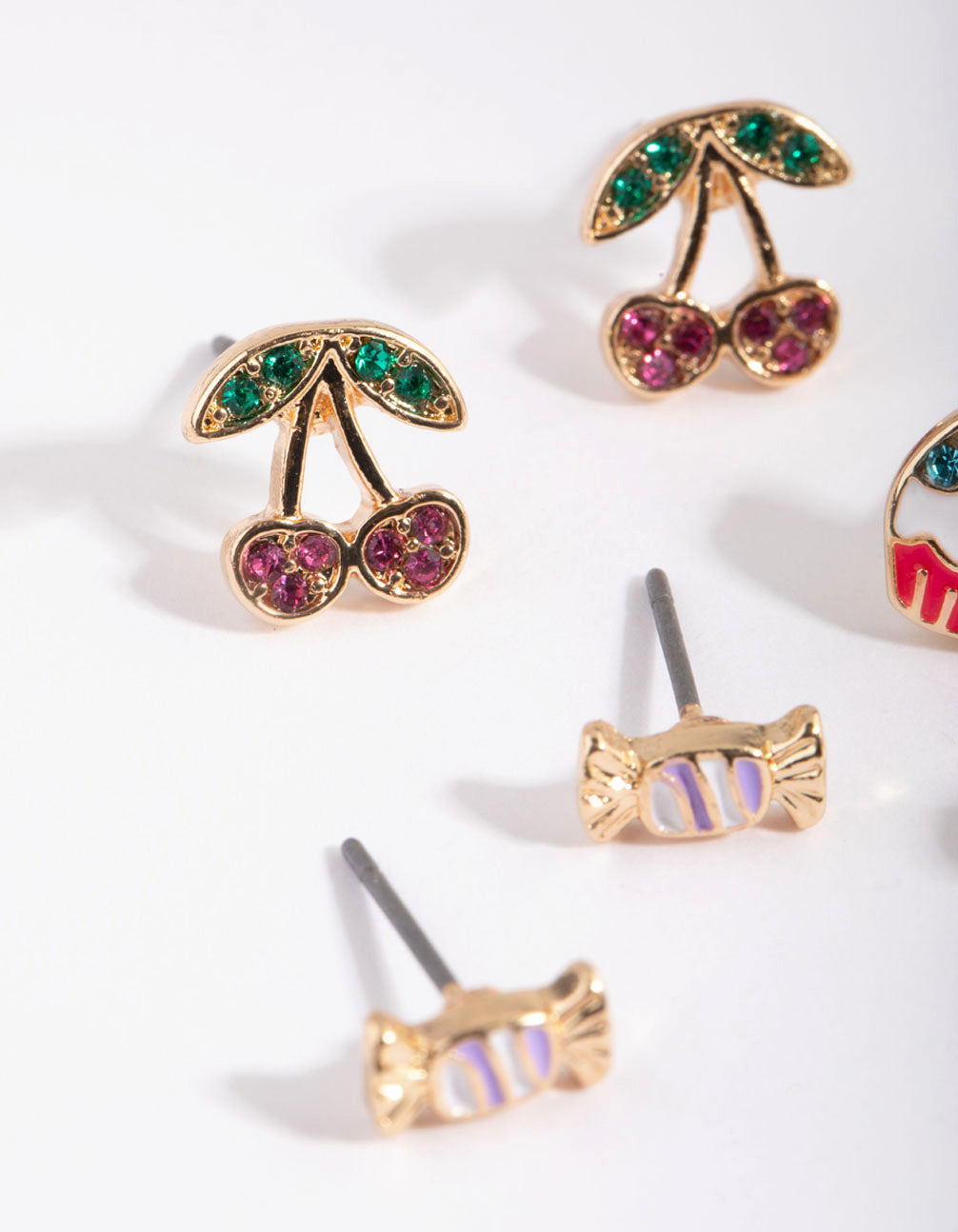 Gold Cherry & Sweets Stud Earring Pack