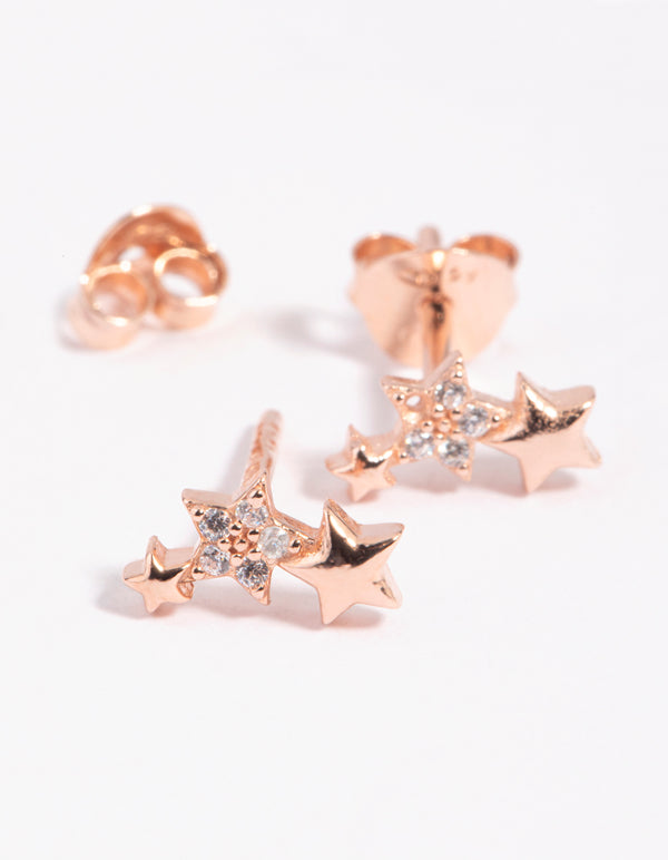 Rose Gold Plated Sterling Silver Star Stud Earrings