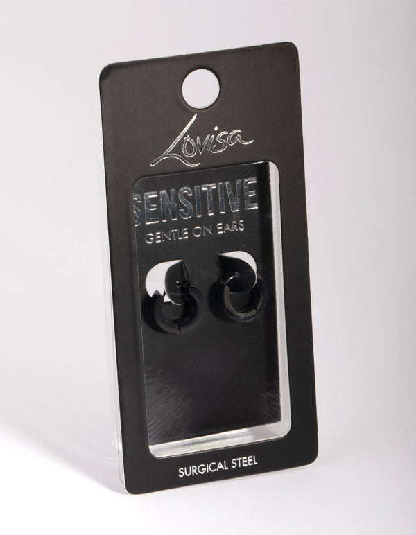 Matte Black Wide Huggie Hoop Earrings