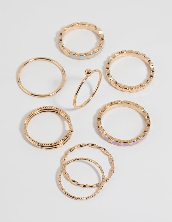 Gold Enamel Circle Ring Pack