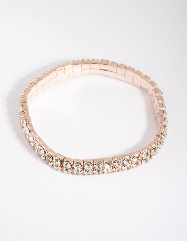 Rose Gold Diamante Stretch Bracelet
