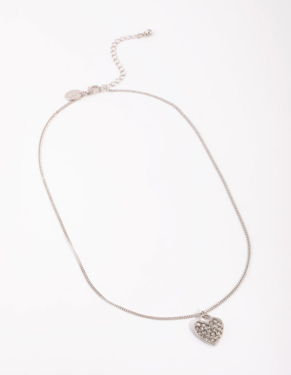 Silver Heart Locket Pendant Necklace