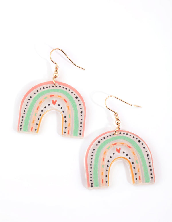 Acrylic Pastel Rainbow Drop Earrings