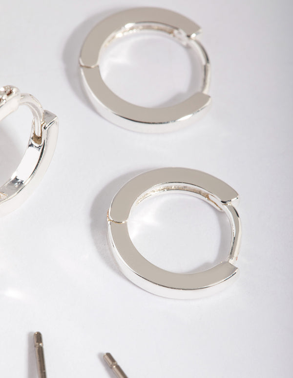 Silver Diamante Cross Over Earring Stack Pack