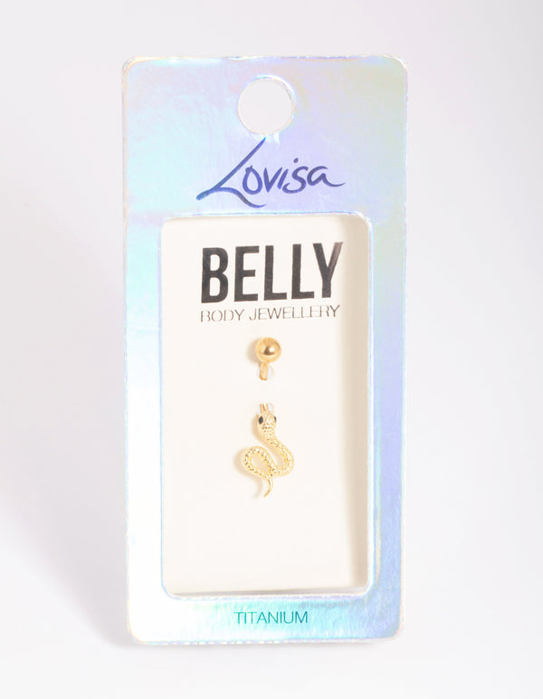 Gold Plated Titanium Snake Belly Bar