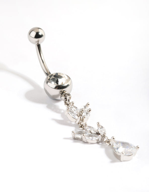 Titanium Cubic Zirconia Marquise Belly Bar