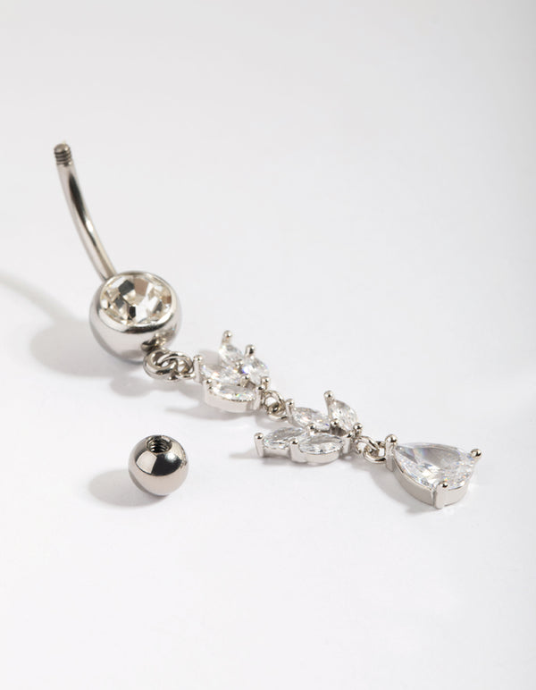 Titanium Cubic Zirconia Marquise Belly Bar