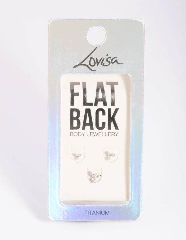 Titanium Cubic Zirconia Floral Flat Back Pack