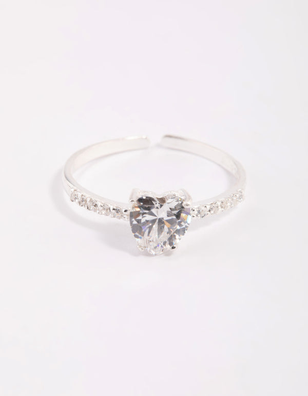 Sterling Silver Cubic Zirconia Heart Ring