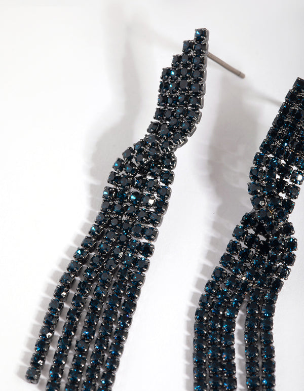 Navy Twisted Drop Earrings