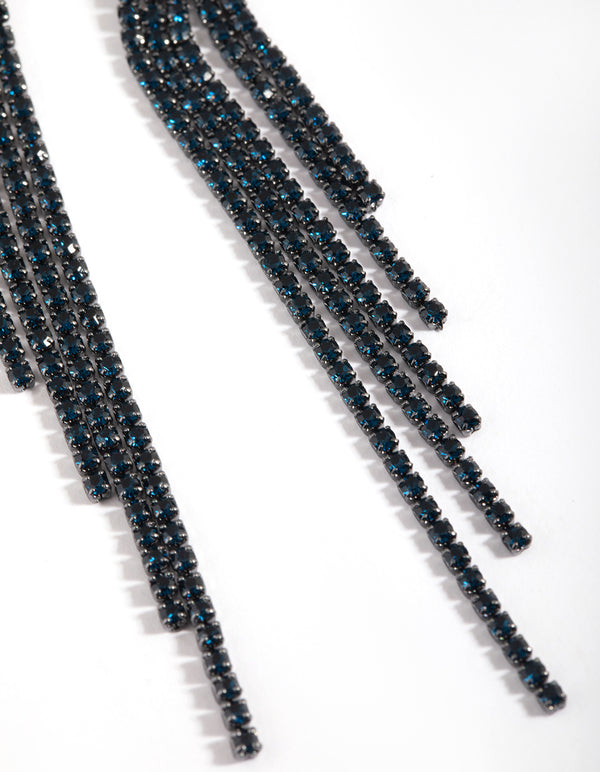 Navy Twisted Drop Earrings