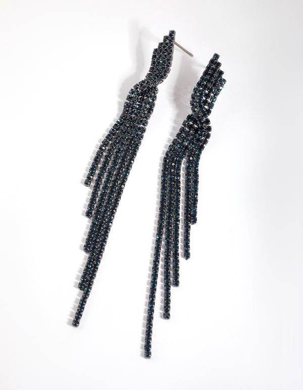 Navy Twisted Drop Earrings