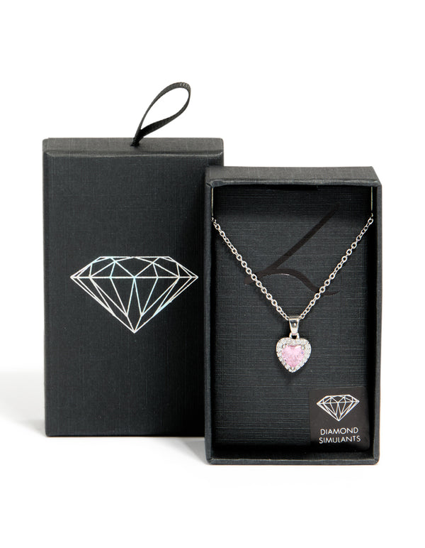 Silver Diamante Heart Necklace