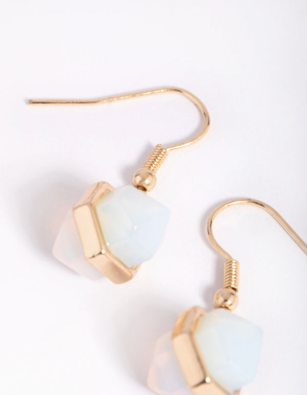 Gold Moonstone Shard Drop Earrings
