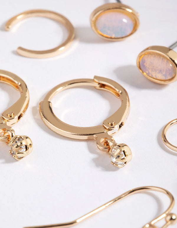 Gold Moonstone Earring Stack Pack