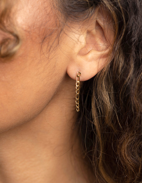 Gold Plated Surgical Steel Chain Drop Earrings