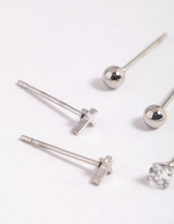 Surgical Steel Cross Stud Earrings