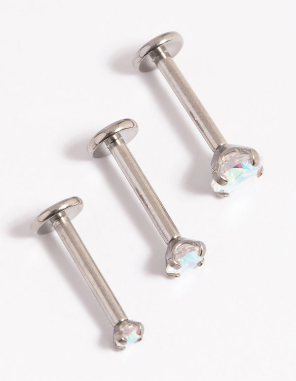 Titanium Cubic Zirconia Iridescent Flat Back Pack