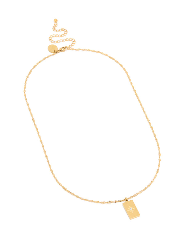 Waterproof Gold Plated Stainless Steel Diamante Star Necklace