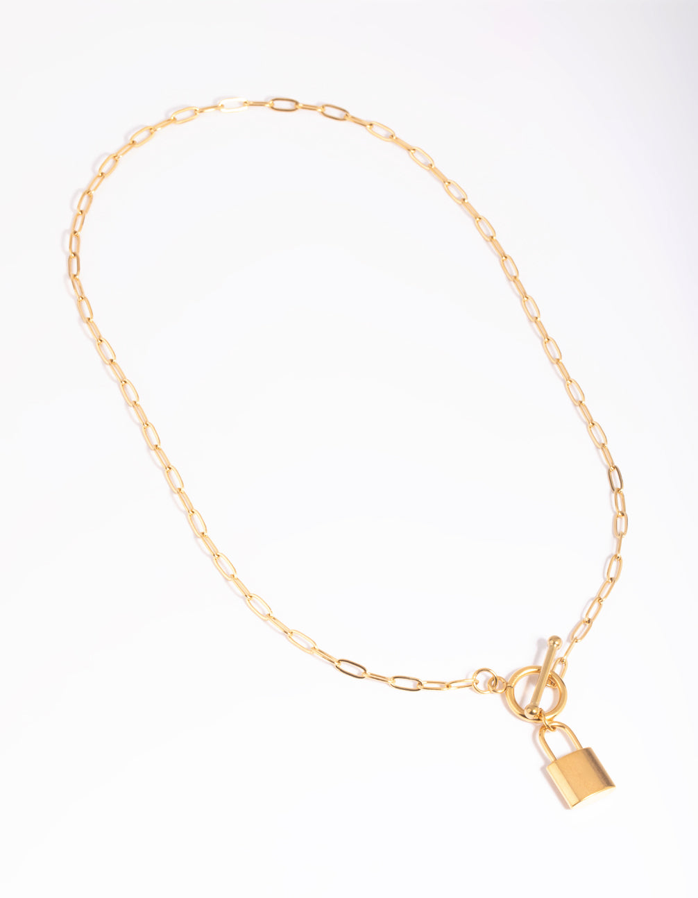 Waterproof Gold Plated Stainless Steel Padlock Fob Necklace
