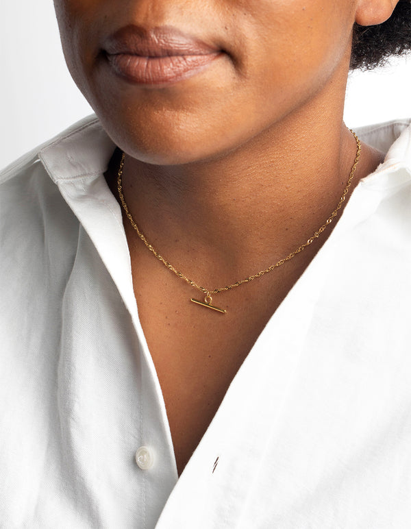 Waterproof Gold Plated Stainless Steel Fob Necklace