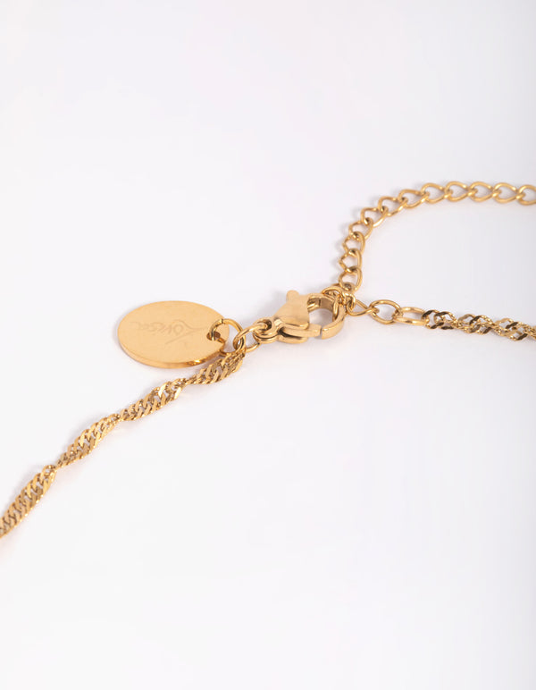 Waterproof Gold Plated Stainless Steel Fob Necklace