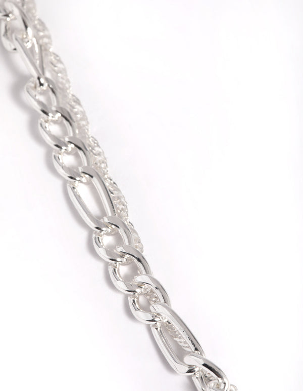 Silver Figaro Layered Necklace